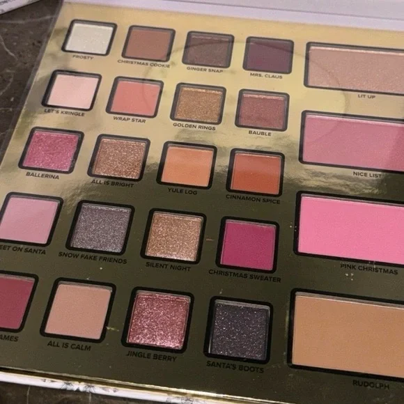 Too Faced Enchanted Eyeshadow Palette with Pink Lip Gloss and travel Mascara